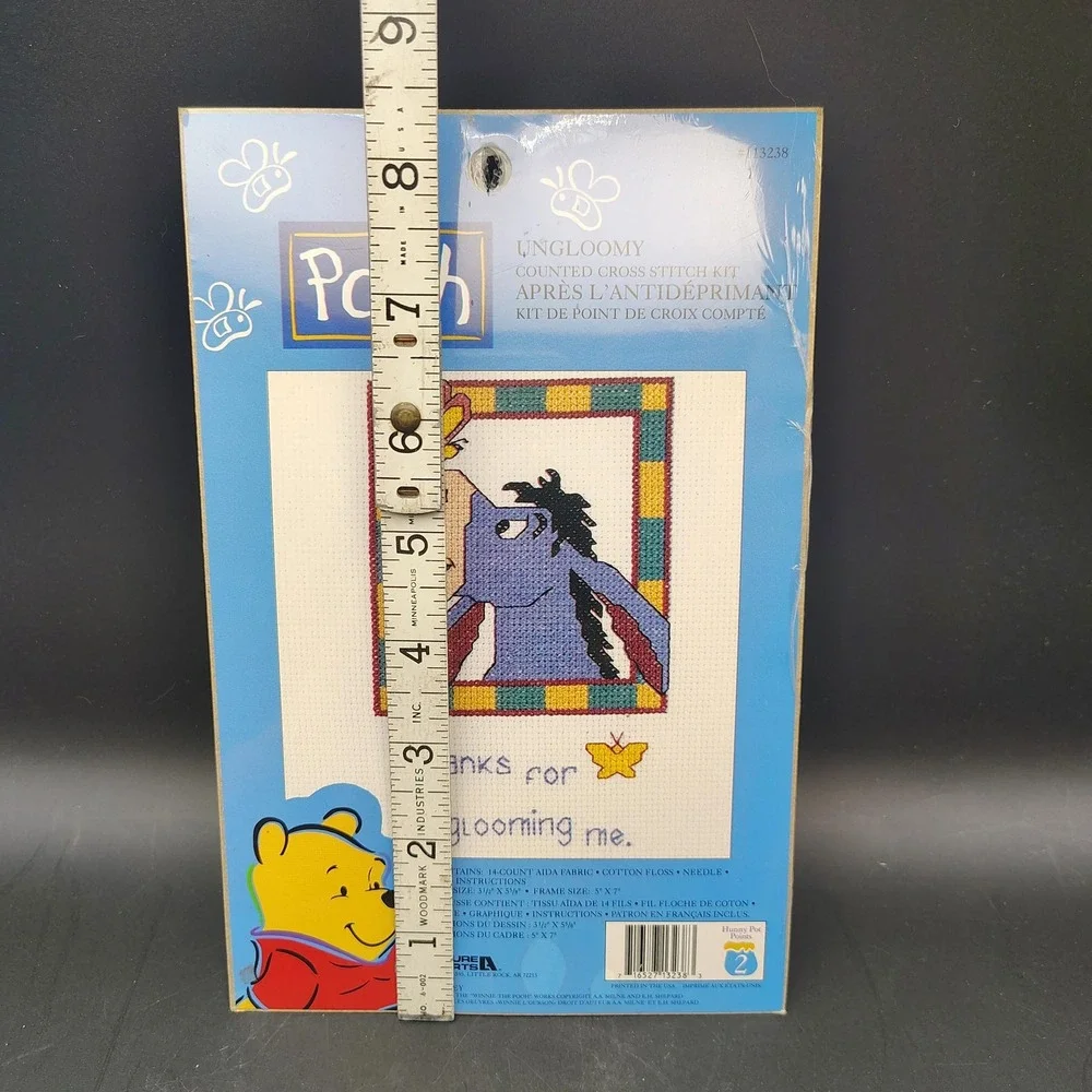 Leisure Arts Pooh Ungloomy Counted Cross Stitch Kit Kids OS Eeyore Disney Vtg